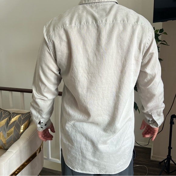 Armani Exchange AX Men’s Derey Philippe Light Gray Button Up Collar Shirt L - Picture 1 of 16